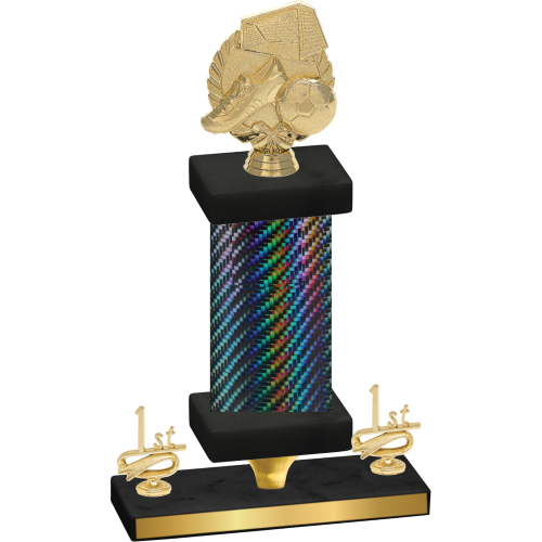 Premium Single Black Carbon Fiber First Place Soccer Trophy
