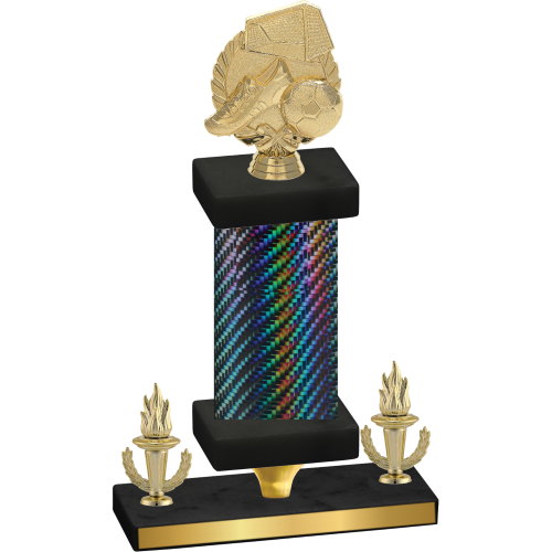 Premium Single Black Carbon Fiber Victory Soccer Trophy