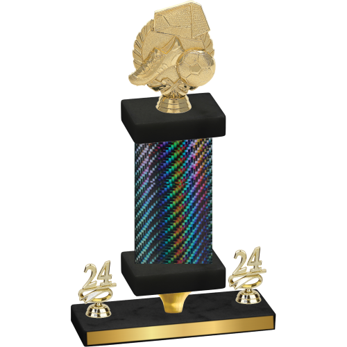 Premium Single Black Carbon Fiber Year Soccer Trophy