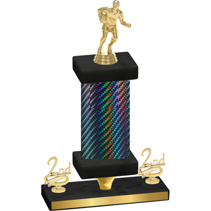 Premium Single Black Carbon Fiber Second Place Rugby Trophy