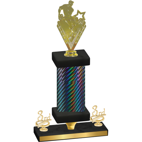 Premium Single Black Carbon Fiber Third Place Rugby Trophy