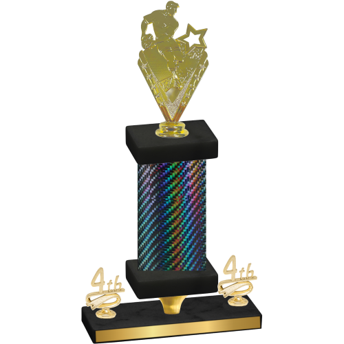 Premium Single Black Carbon Fiber Fourth Place Rugby Trophy