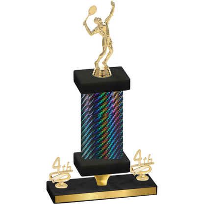 Premium Single Black Carbon Fiber Fourth Place Tennis Trophy