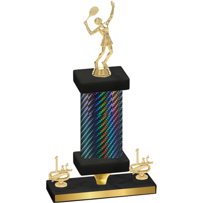 Premium Single Black Carbon Fiber First Place Tennis Trophy