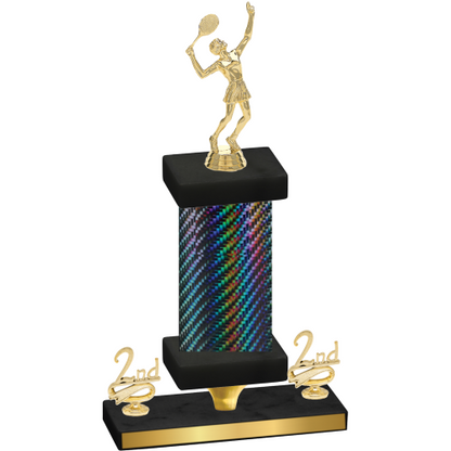 Premium Single Black Carbon Fiber Second Place Tennis Trophy