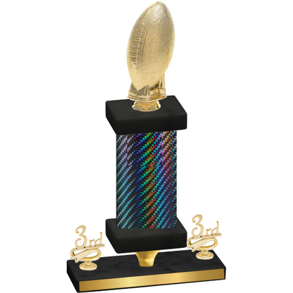 Premium Single Black Carbon Fiber Third Place Football Trophy