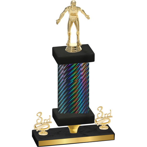 Premium Single Black Carbon Fiber Third Place Wrestling Trophy