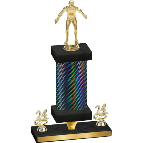 Premium Single Black Carbon Fiber Year Wrestling Trophy