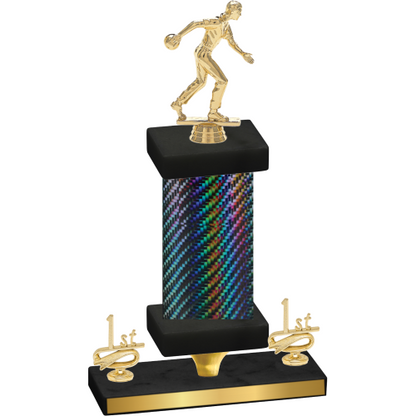 Premium Single Black Carbon Fiber First Place Bowling Trophy