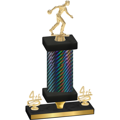 Premium Single Black Carbon Fiber Fourth Place Bowling Trophy