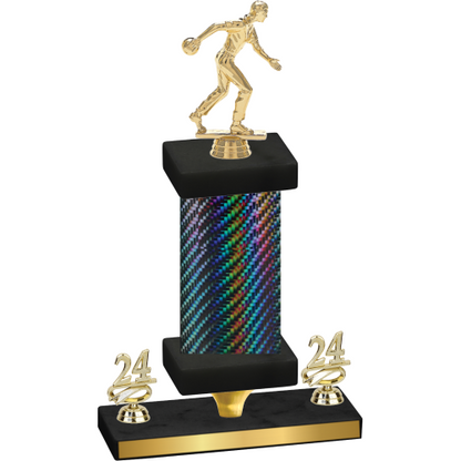 Premium Single Black Carbon Fiber Year Bowling Trophy