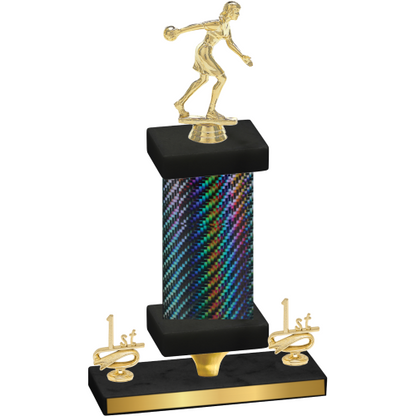 Premium Single Black Carbon Fiber First Place Bowling Trophy