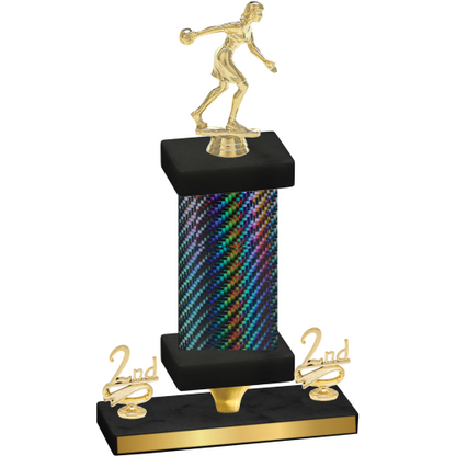 Premium Single Black Carbon Fiber Second Place Bowling Trophy