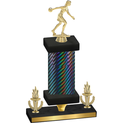 Premium Single Black Carbon Fiber Victory Bowling Trophy