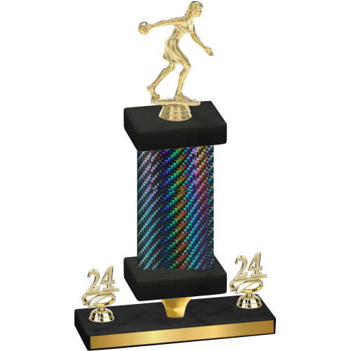 Premium Single Black Carbon Fiber Year Bowling Trophy