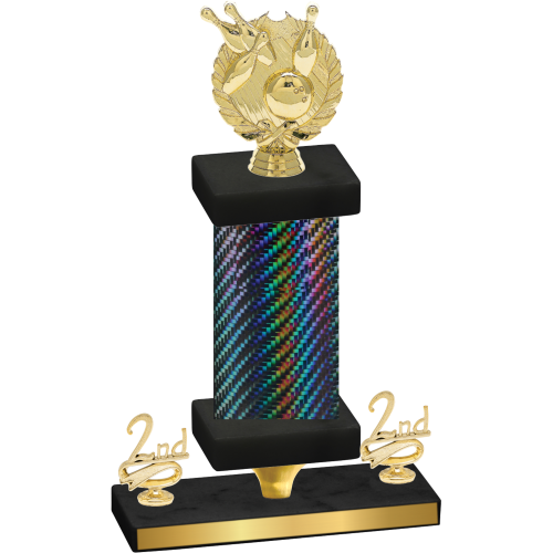 Premium Single Black Carbon Fiber Second Place Bowling Trophy