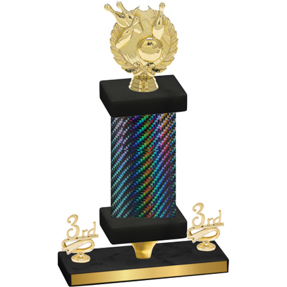 Premium Single Black Carbon Fiber Third Place Bowling Trophy