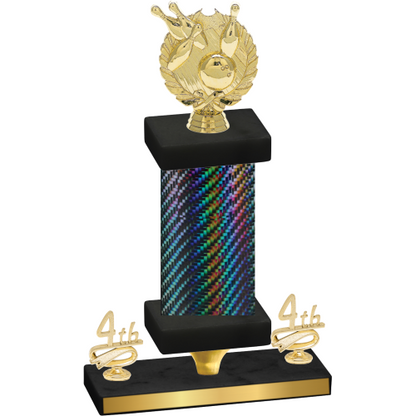 Premium Single Black Carbon Fiber Fourth Place Bowling Trophy