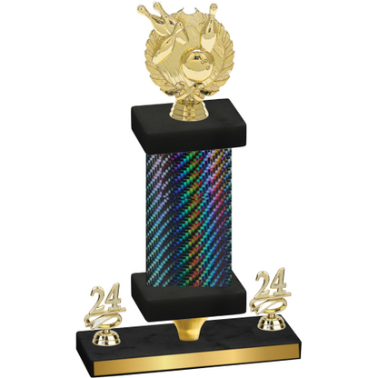 Premium Single Black Carbon Fiber Year Bowling Trophy