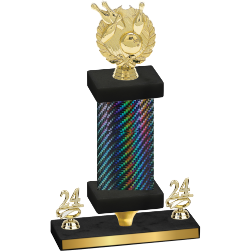 Premium Single Black Carbon Fiber Year Bowling Trophy