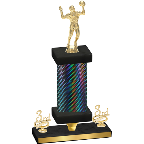 Premium Single Black Carbon Fiber Third Place Volleyball Trophy