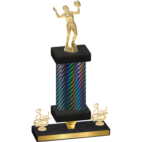 Premium Single Black Carbon Fiber Third Place Volleyball Trophy