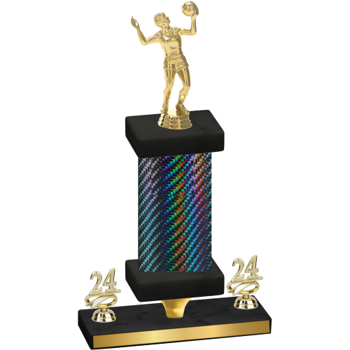 Premium Single Black Carbon Fiber Year Volleyball Trophy