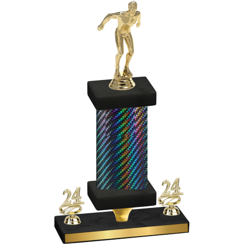 Premium Single Black Carbon Fiber Year Swimming Trophy