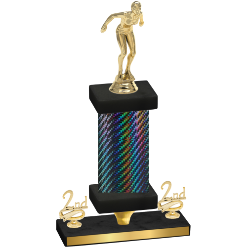 Premium Single Black Carbon Fiber Second Place Tennis Trophy