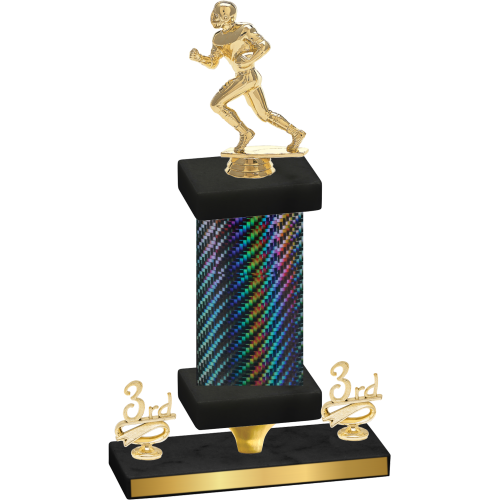 Premium Single Black Carbon Fiber Third Place Football Trophy
