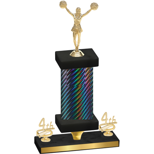 Premium Single Black Carbon Fiber Fourth Place Cheerleading Trophy