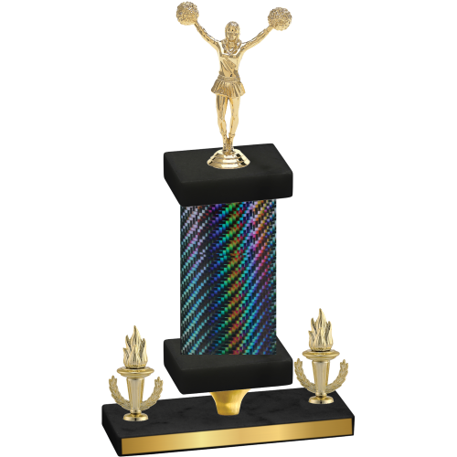 Premium Single Black Carbon Fiber Victory Cheerleading Trophy