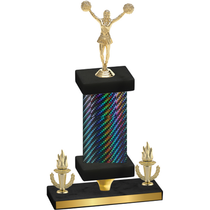 Premium Single Black Carbon Fiber Victory Cheerleading Trophy