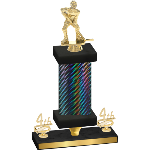 Premium Single Black Carbon Fiber Fourth Place Hockey Trophy