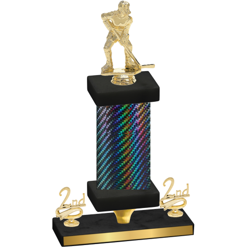 Premium Single Black Carbon Fiber Second Place Hockey Trophy