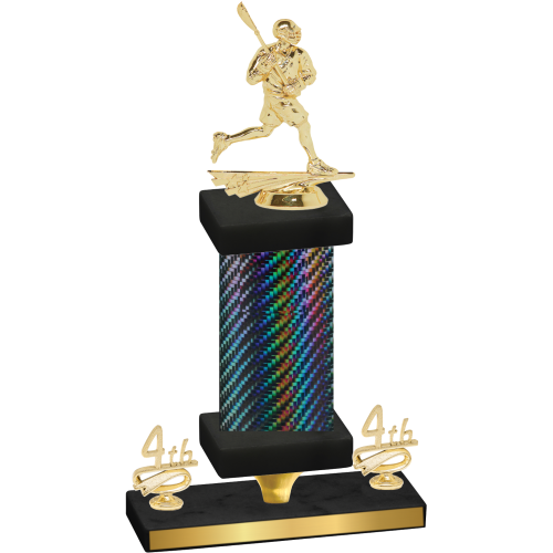Premium Single Black Carbon Fiber Fourth Place Lacrosse Trophy