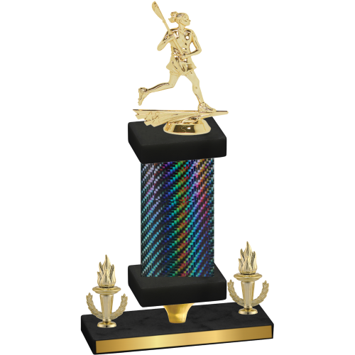 Premium Single Black Carbon Fiber Victory Lacrosse Trophy