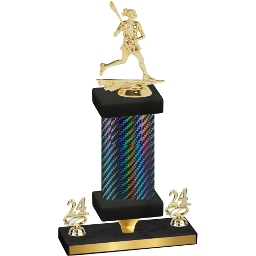 Premium Single Black Carbon Fiber Year Lacrosse Trophy
