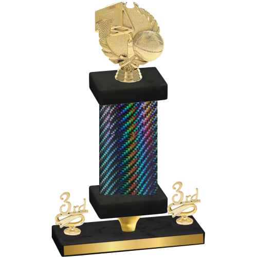 Premium Single Black Carbon Fiber Third Place Basketball Trophy