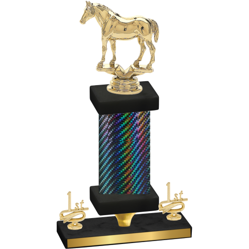 Premium Single Black Carbon Fiber First Place Horses Trophy