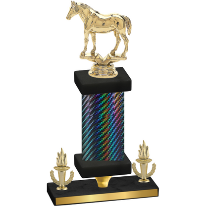 Premium Single Black Carbon Fiber Victory Horses Trophy