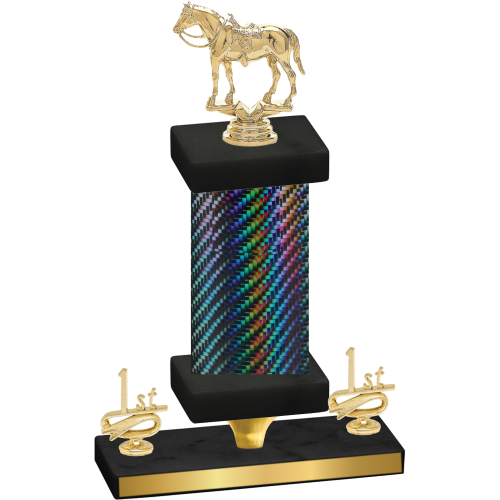 Premium Single Black Carbon Fiber First Place Horses Trophy