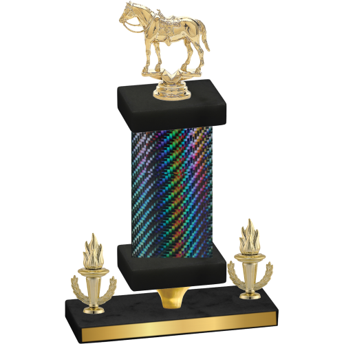 Premium Single Black Carbon Fiber Victory Horses Trophy