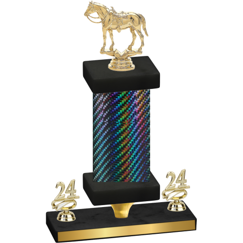 Premium Single Black Carbon Fiber Year Horses Trophy