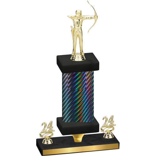 Premium Single Black Carbon Fiber Year Archery Trophy