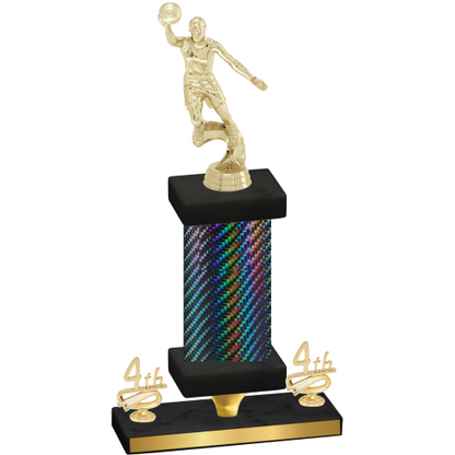 Premium Single Black Carbon Fiber Fourth Place Basketball Trophy