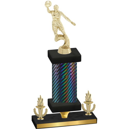 Premium Single Black Carbon Fiber Victory Basketball Trophy