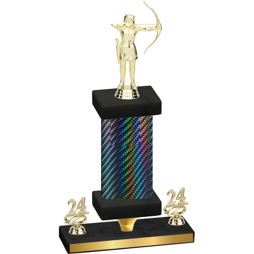 Premium Single Black Carbon Fiber Year Archery Trophy