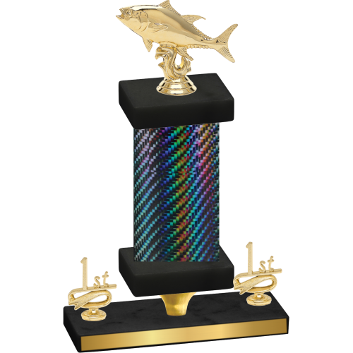 Premium Single Black Carbon Fiber First Place Fishing Trophy