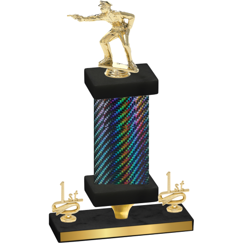 Premium Single Black Carbon Fiber First Place Shooter Trophy